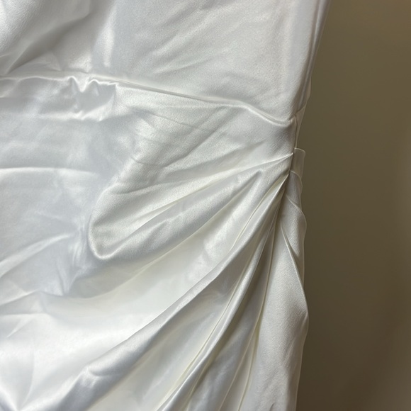 HTZMO Satin Slip Dress Cowl Neck Backless Ruched Bodycon Midi Size Small - Picture 3 of 10